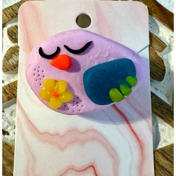 Handmade Brooch Polymer Clay Sweet Colorful Bird Brooch - Picture 1 of 2